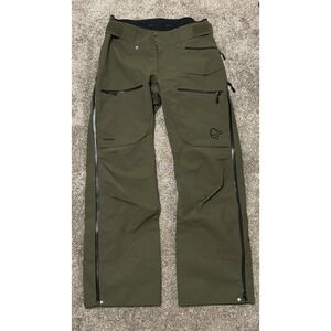 NORRONA Lofoten Gore-Tex Pro Shell Ski Pants Trousers Womens M Olive Night